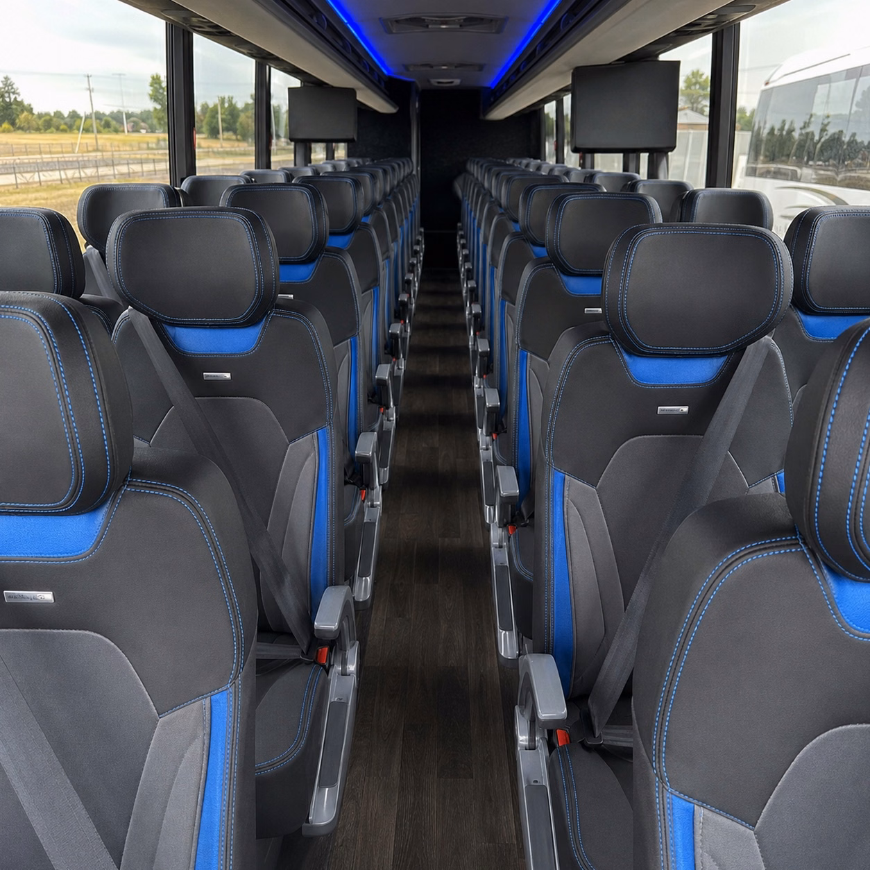rialto charter bus rental interior